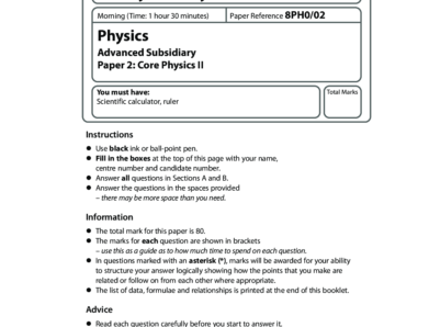 Past papers Pearson edexcel Physics 2022